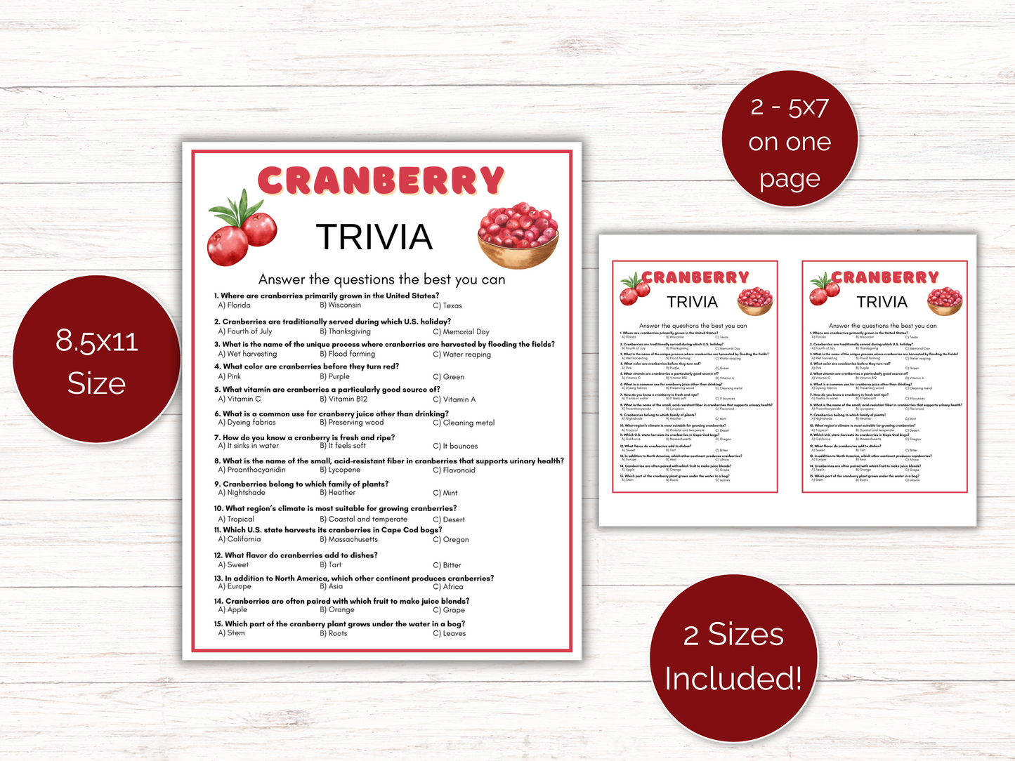 Cranberry Trivia Game