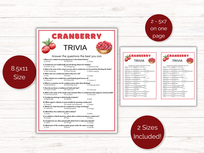 Cranberry Trivia Game