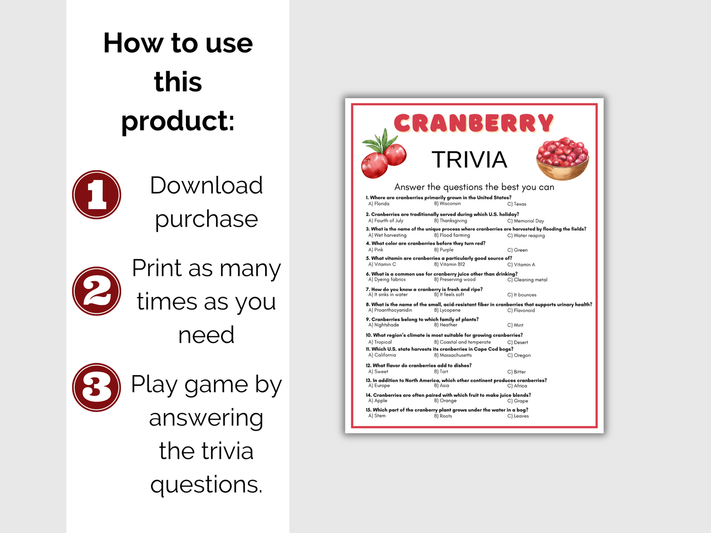Cranberry Trivia Game