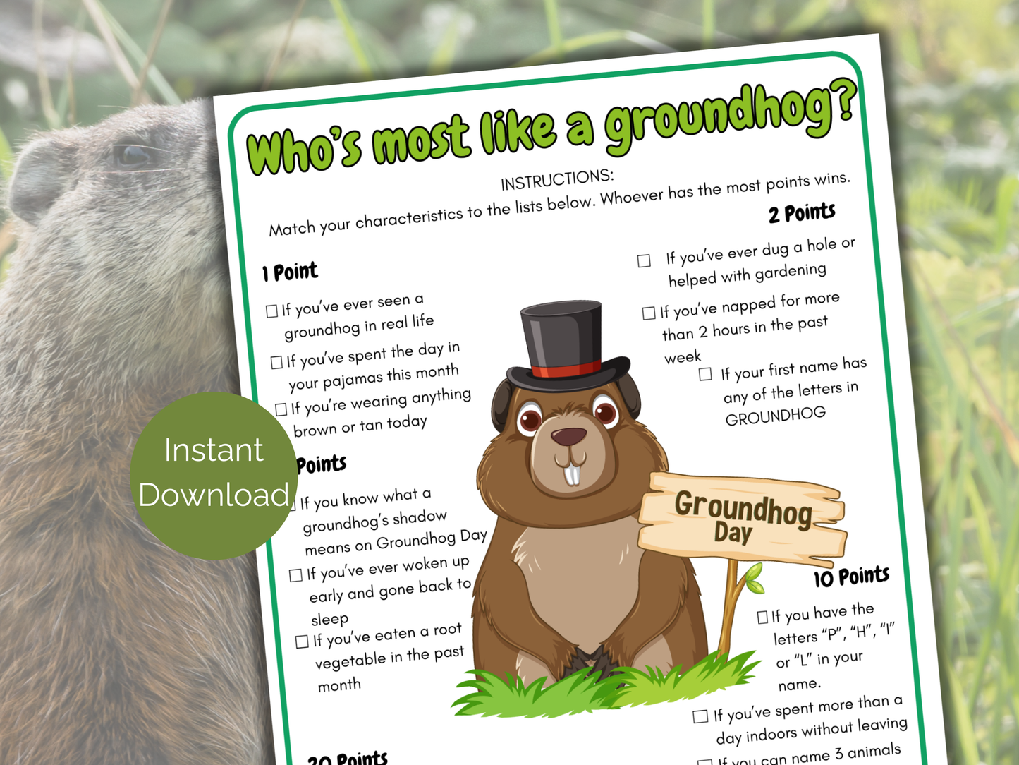 Who's The Most Like a Groundhog