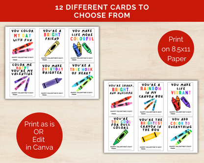 Editable Crayon Valentine Cards