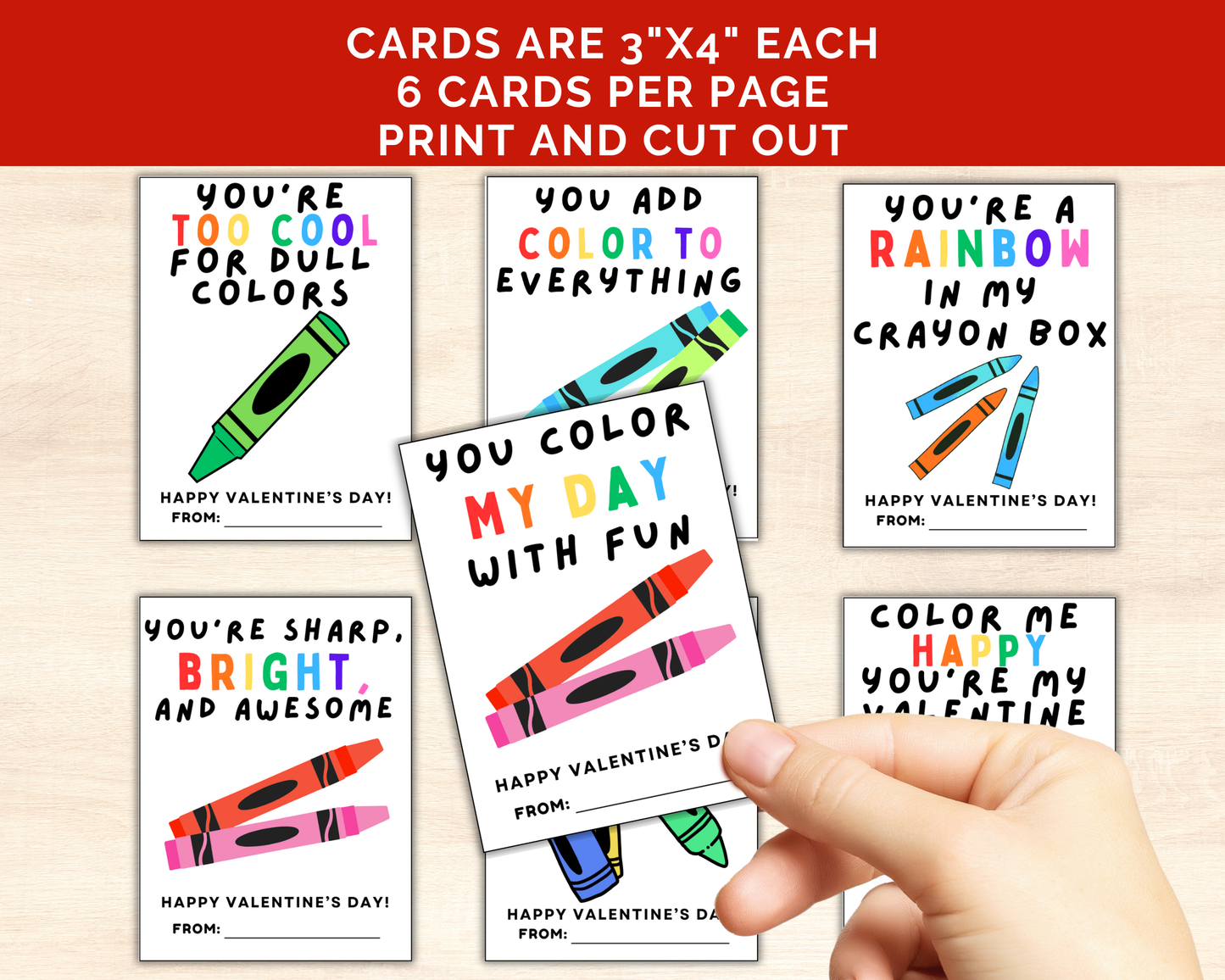 Editable Crayon Valentine Cards