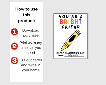 Editable Crayon Valentine Cards