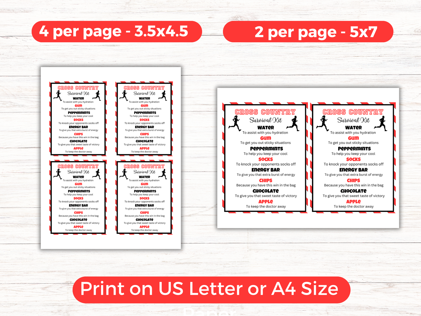 Editable Cross Country Survival Kit Gift Tag Template