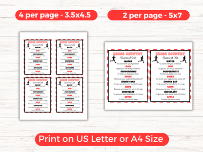 Editable Cross Country Survival Kit Gift Tag Template