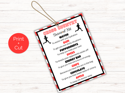 Editable Cross Country Survival Kit Gift Tag Template