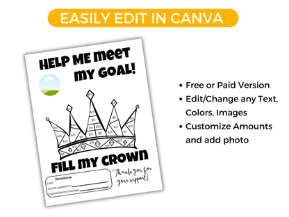 Editable Fill My Crown Fundraiser Template