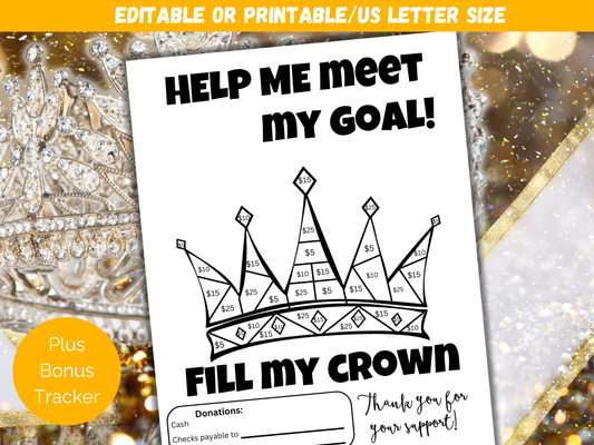 Editable Fill My Crown Fundraiser Template