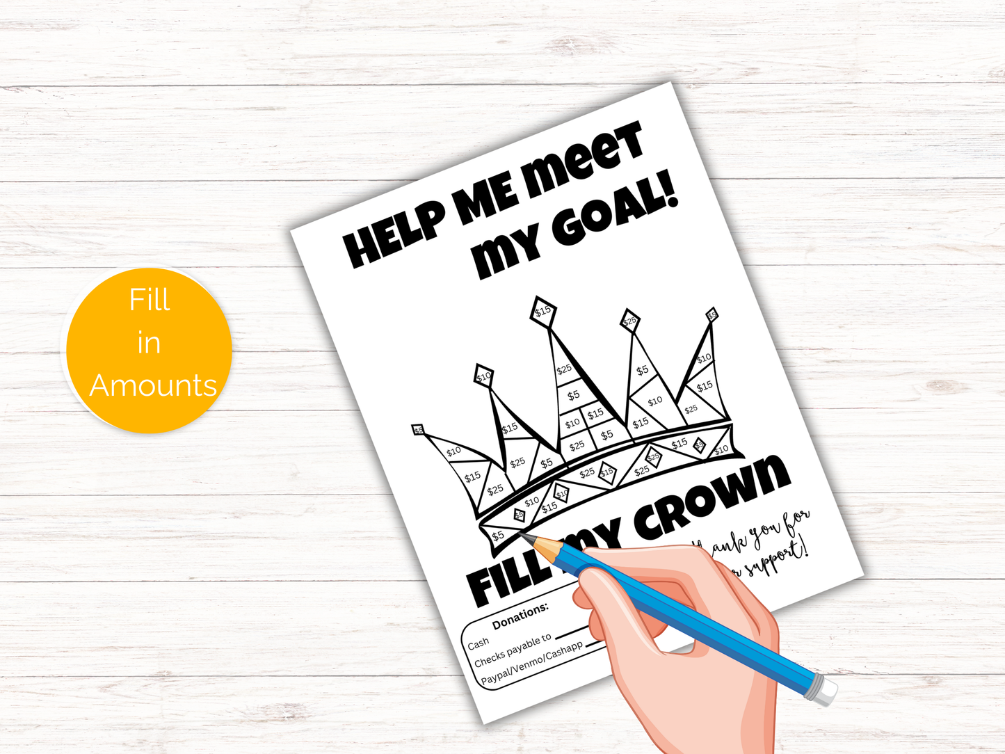 Editable Fill My Crown Fundraiser Template