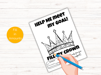 Editable Fill My Crown Fundraiser Template