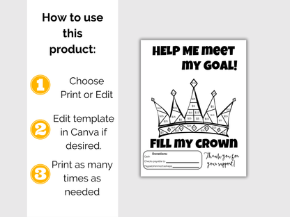 Editable Fill My Crown Fundraiser Template