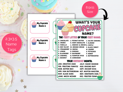 What's Your Cupcake Name Game + Name Tags