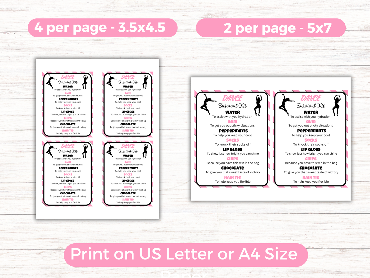 Editable Dance Survival Kit Gift Tag Template