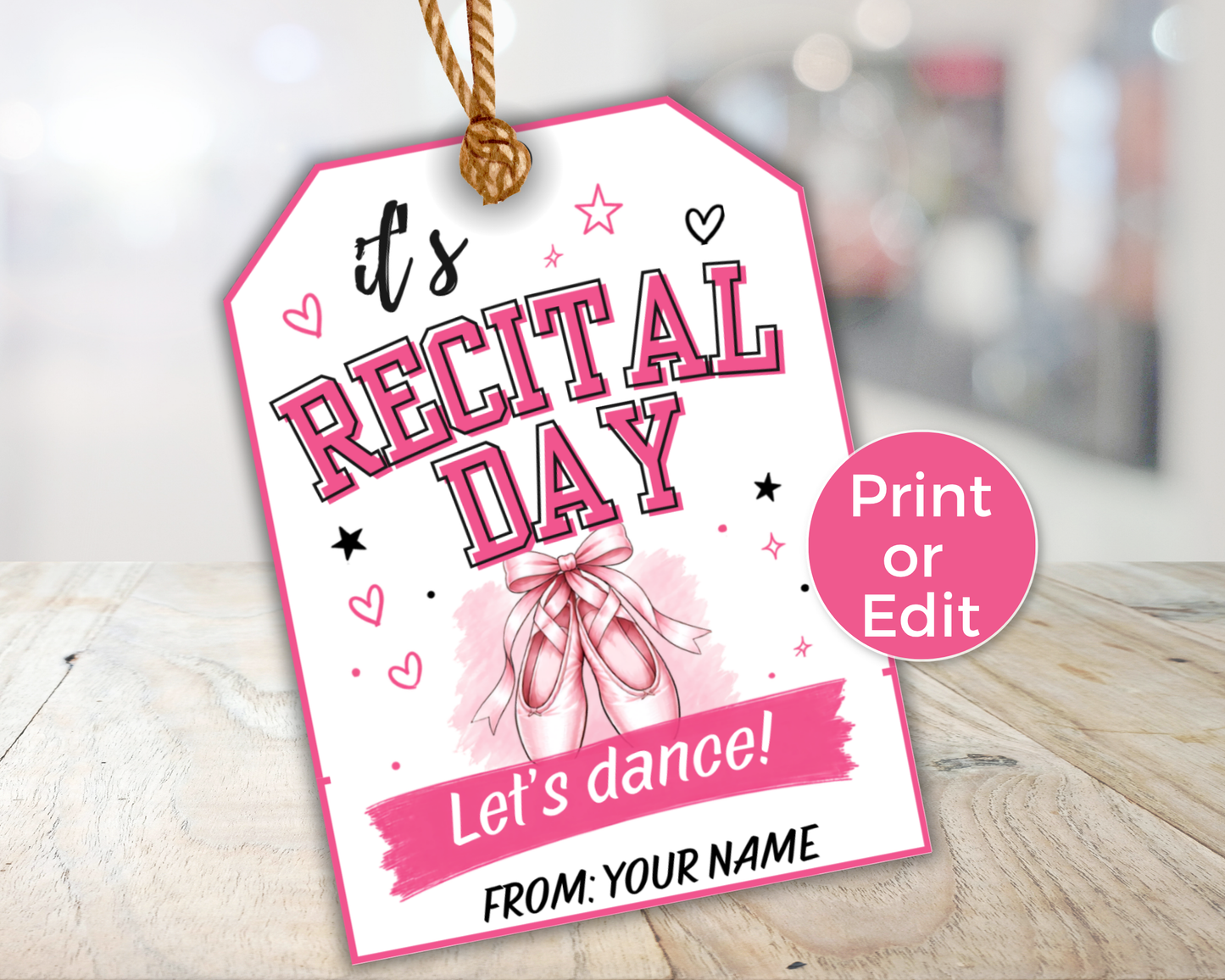 Editable Dance Recital Day Treat Tags