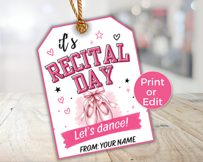 Editable Dance Recital Day Treat Tags