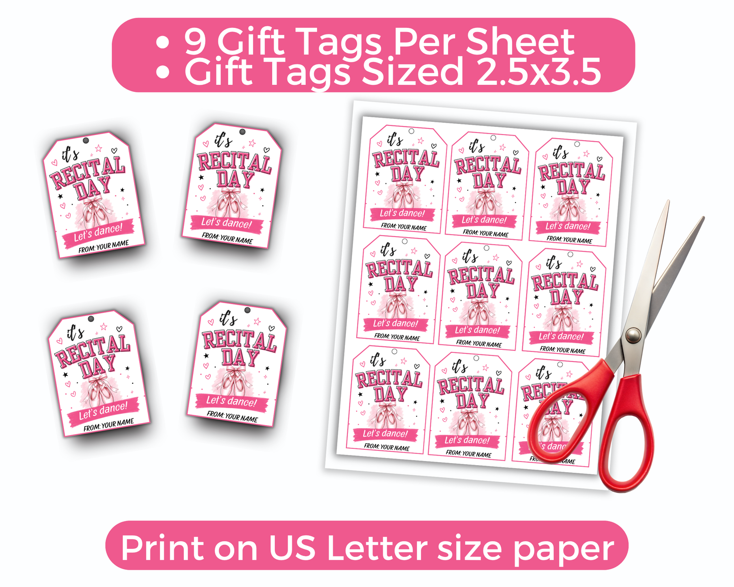 Editable Dance Recital Day Treat Tags