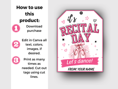 Editable Dance Recital Day Treat Tags