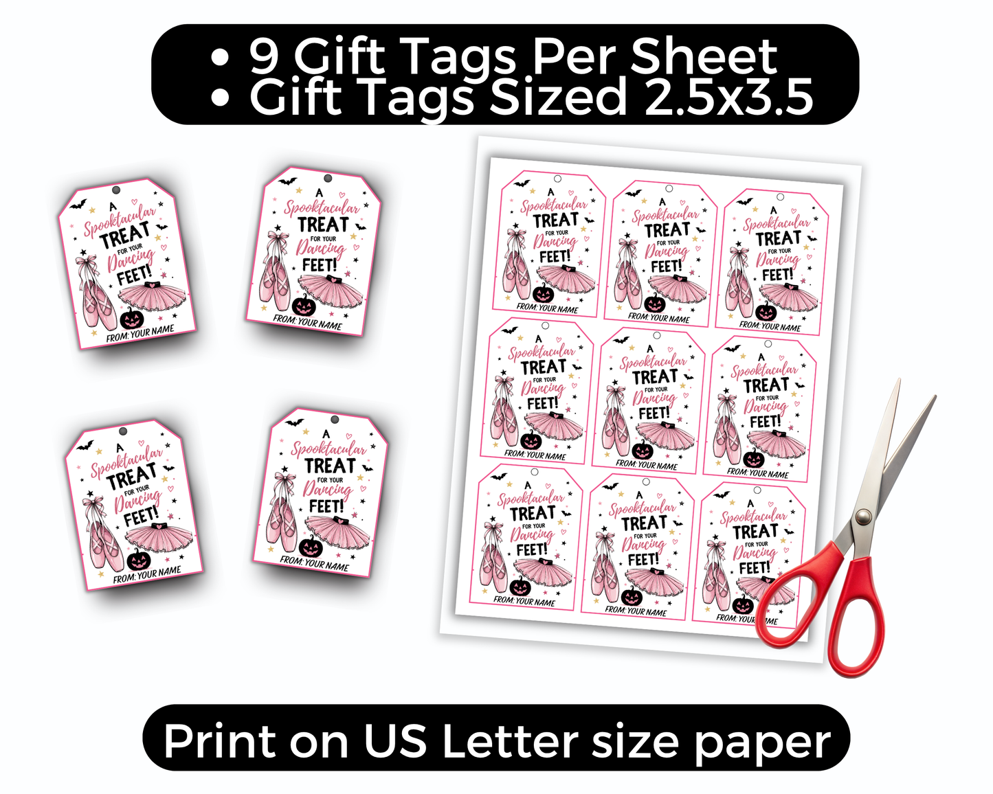 Editable Halloween Dance Treat Tags