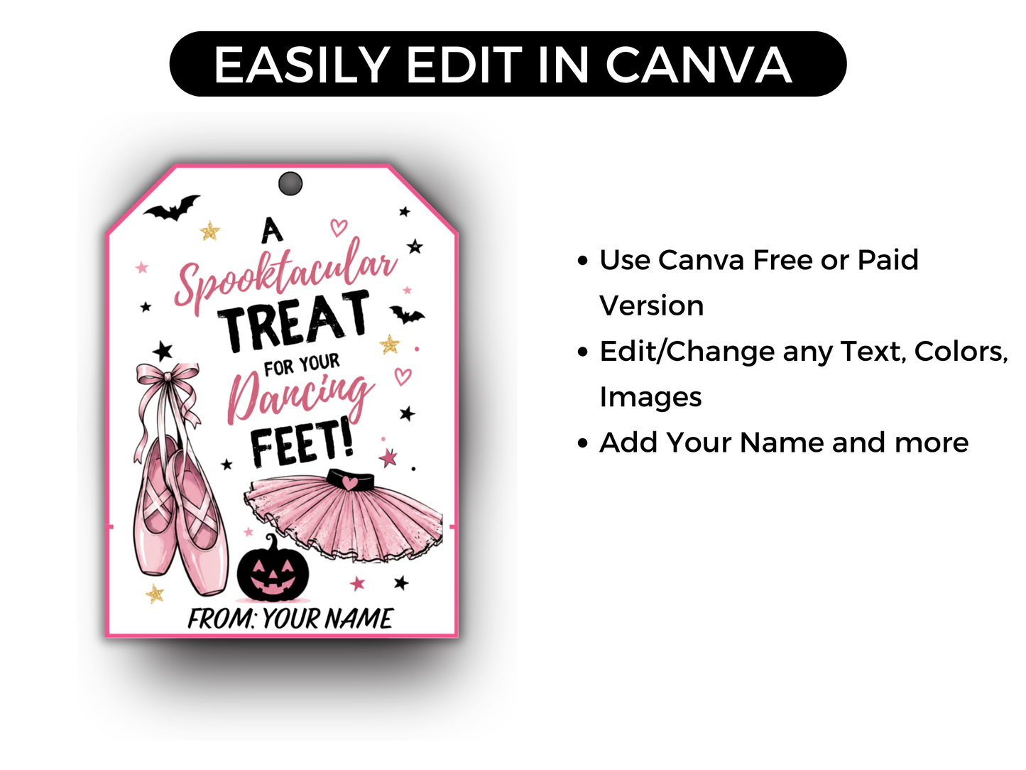 Editable Halloween Dance Treat Tags