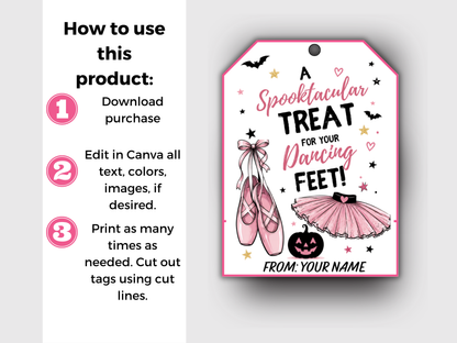 Editable Halloween Dance Treat Tags