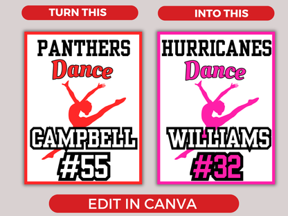Editable Dance Tea, Locker Sign Template