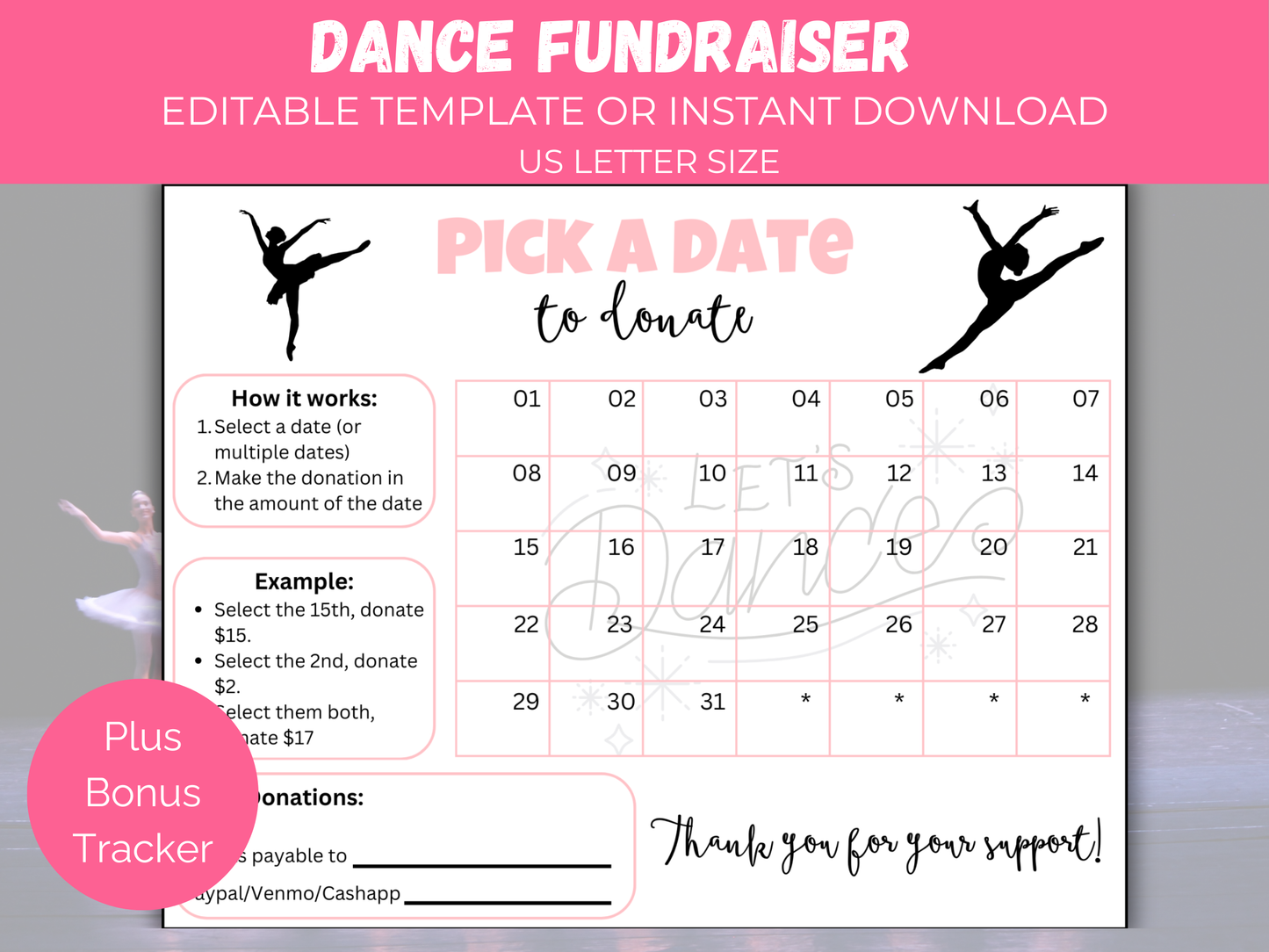 Editable Dance Pick A Date