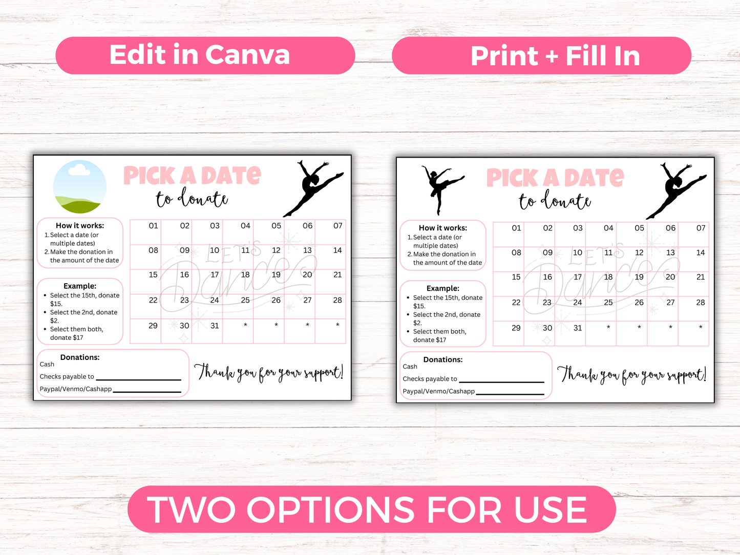 Editable Dance Pick A Date