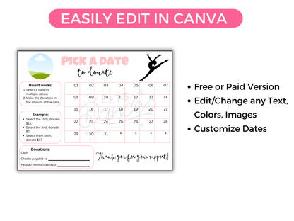 Editable Dance Pick A Date