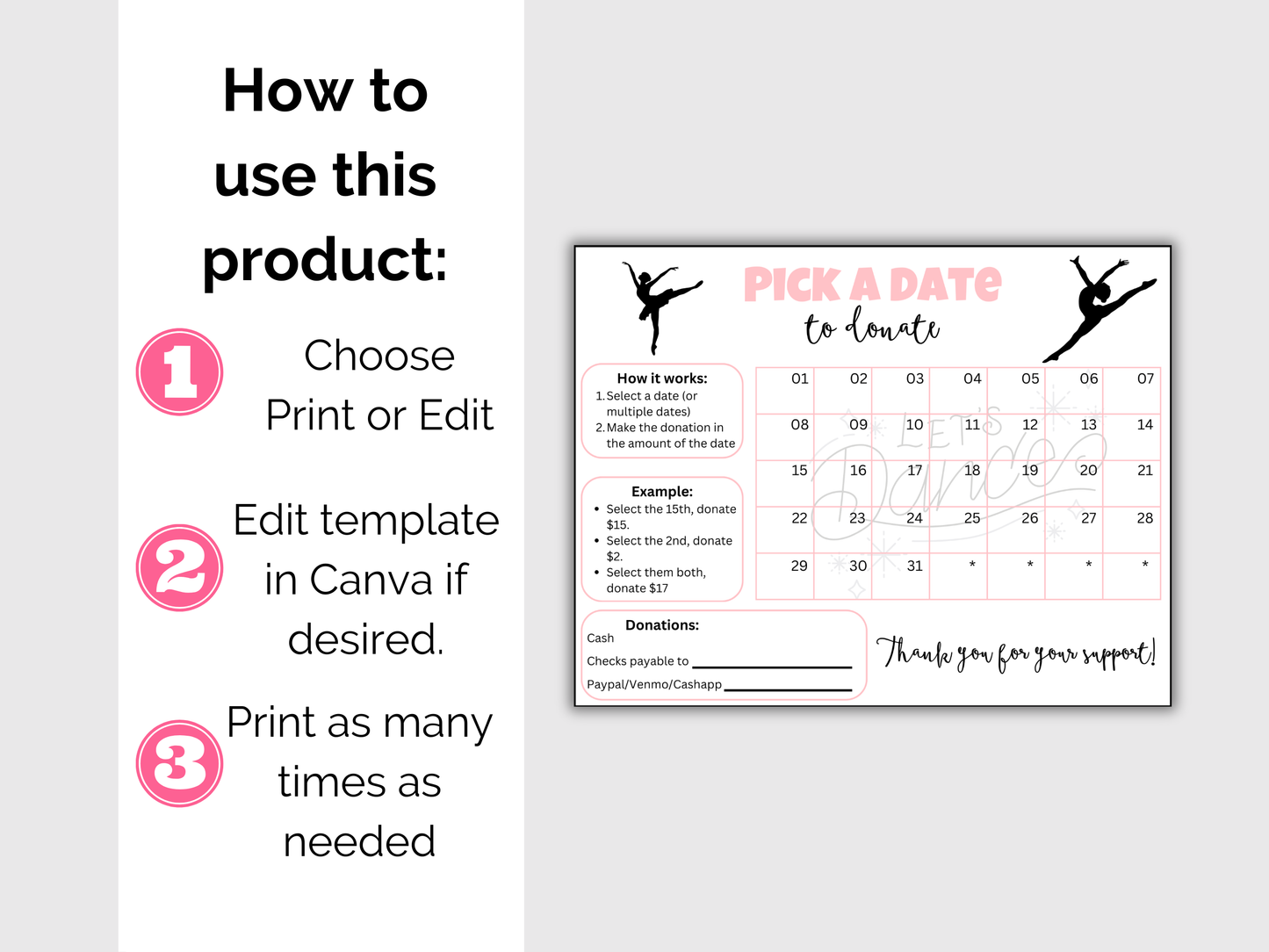 Editable Dance Pick A Date