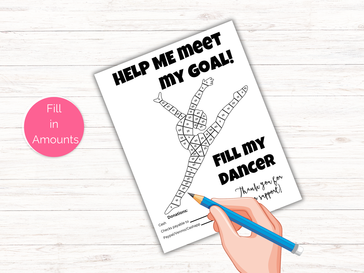 Editable Fill My Dancer Fundraiser Template