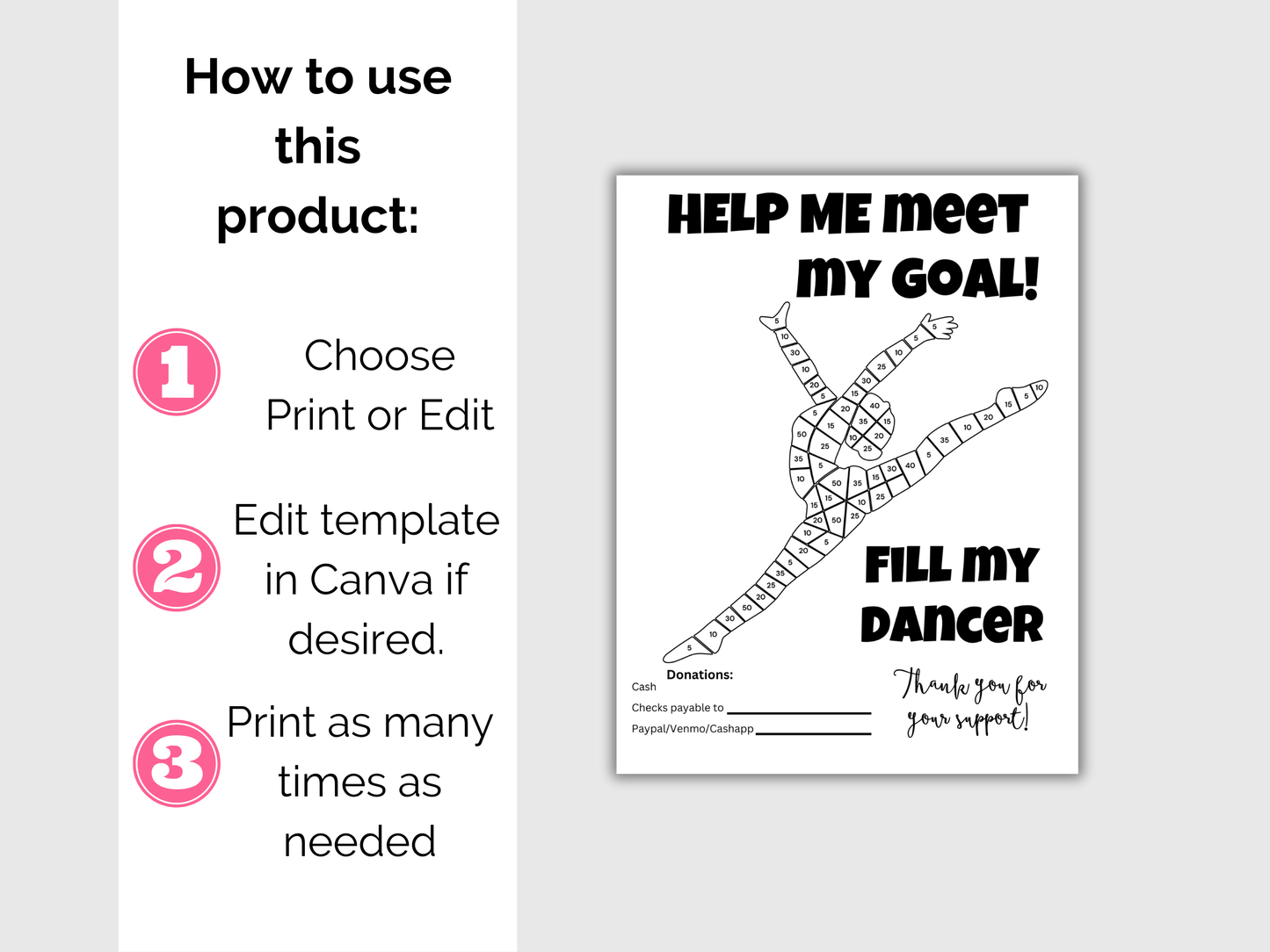 Editable Fill My Dancer Fundraiser Template
