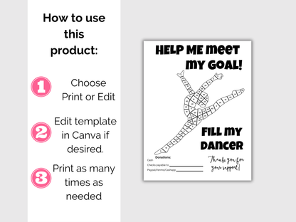 Editable Fill My Dancer Fundraiser Template
