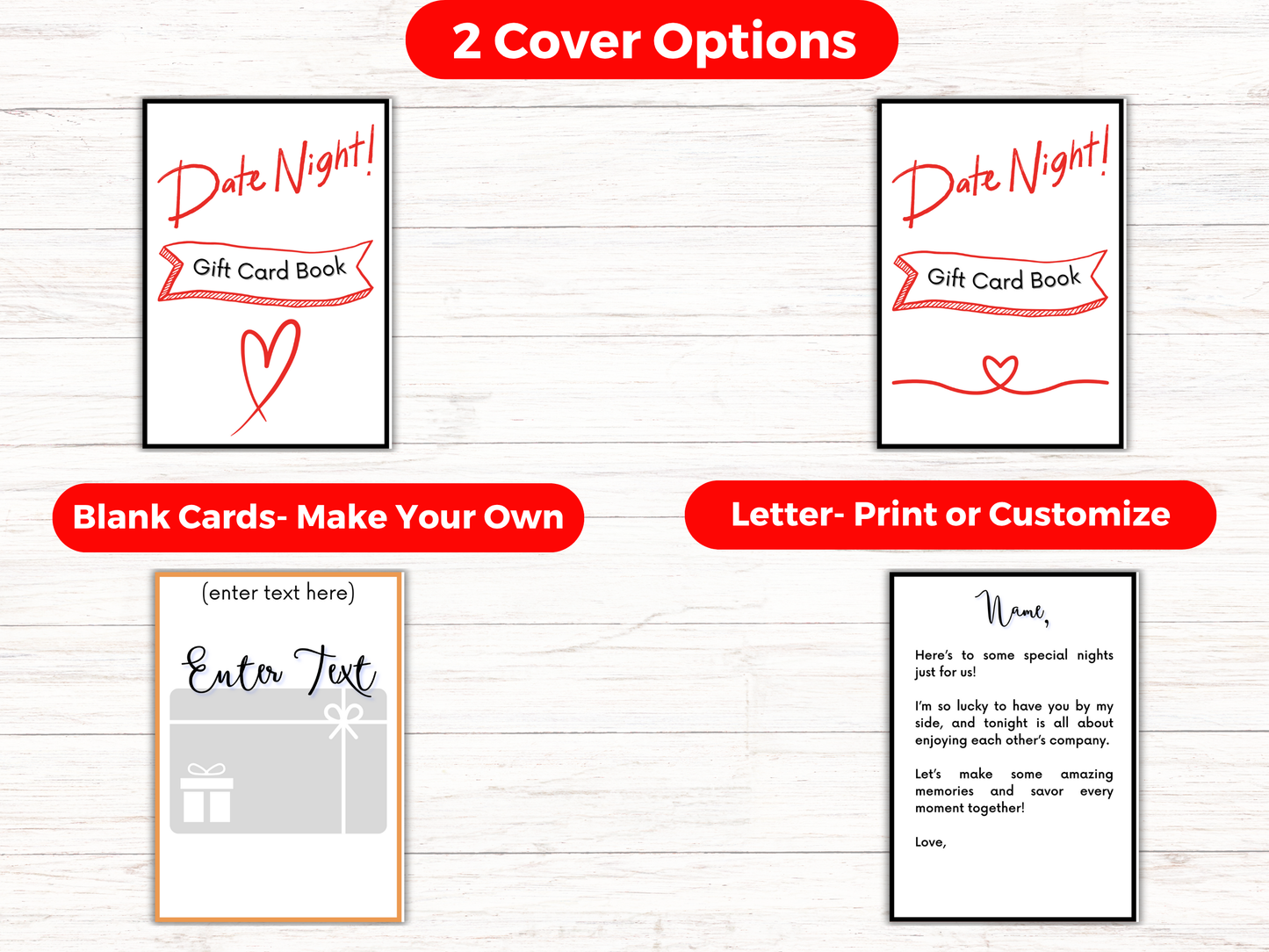 Date Night Gift Card Book Editable or Printable