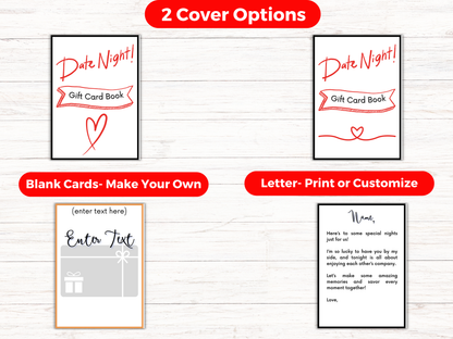 Date Night Gift Card Book Editable or Printable