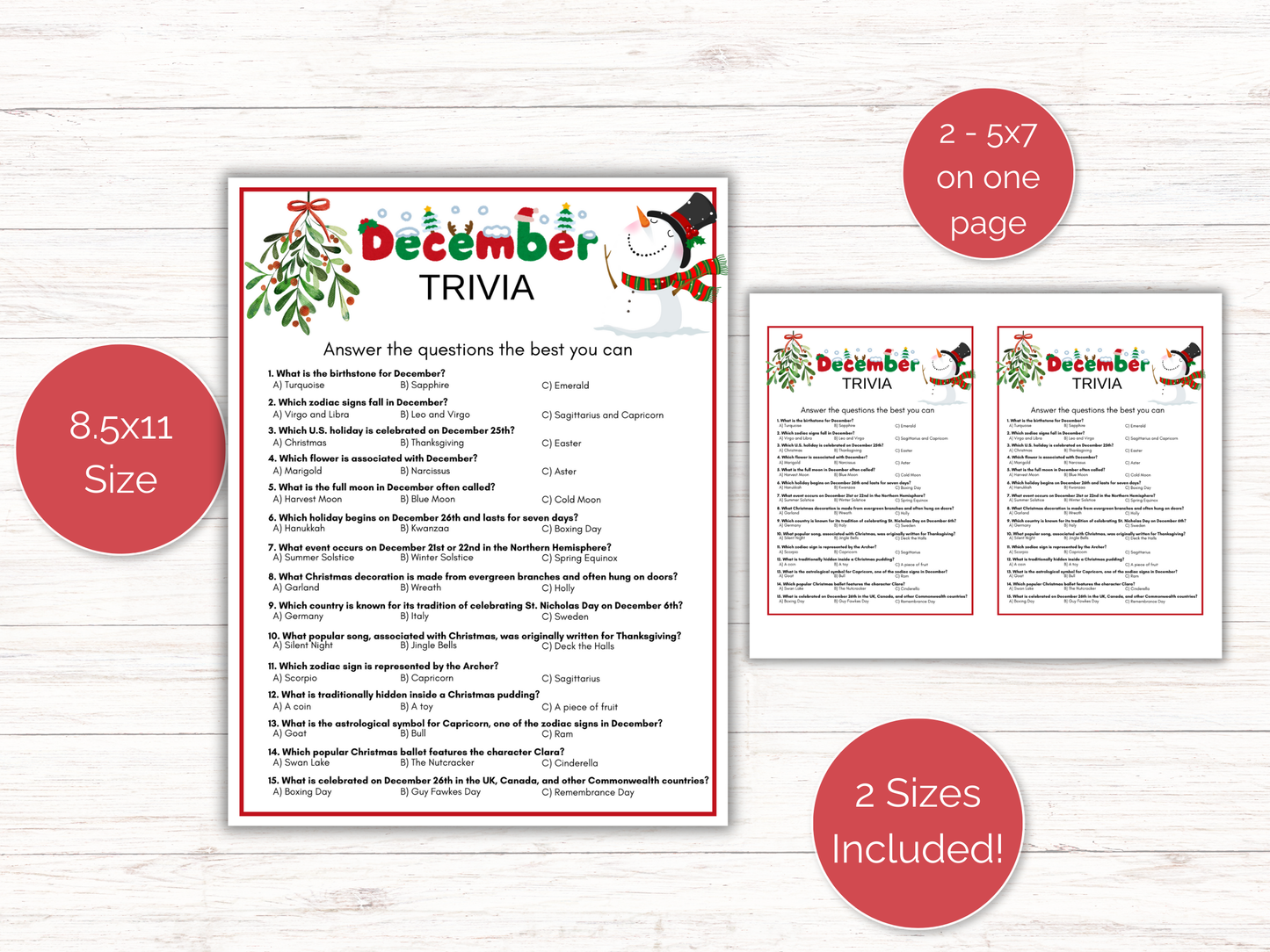 December Trivia Game