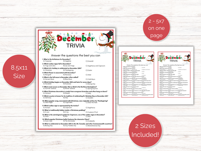 December Trivia Game