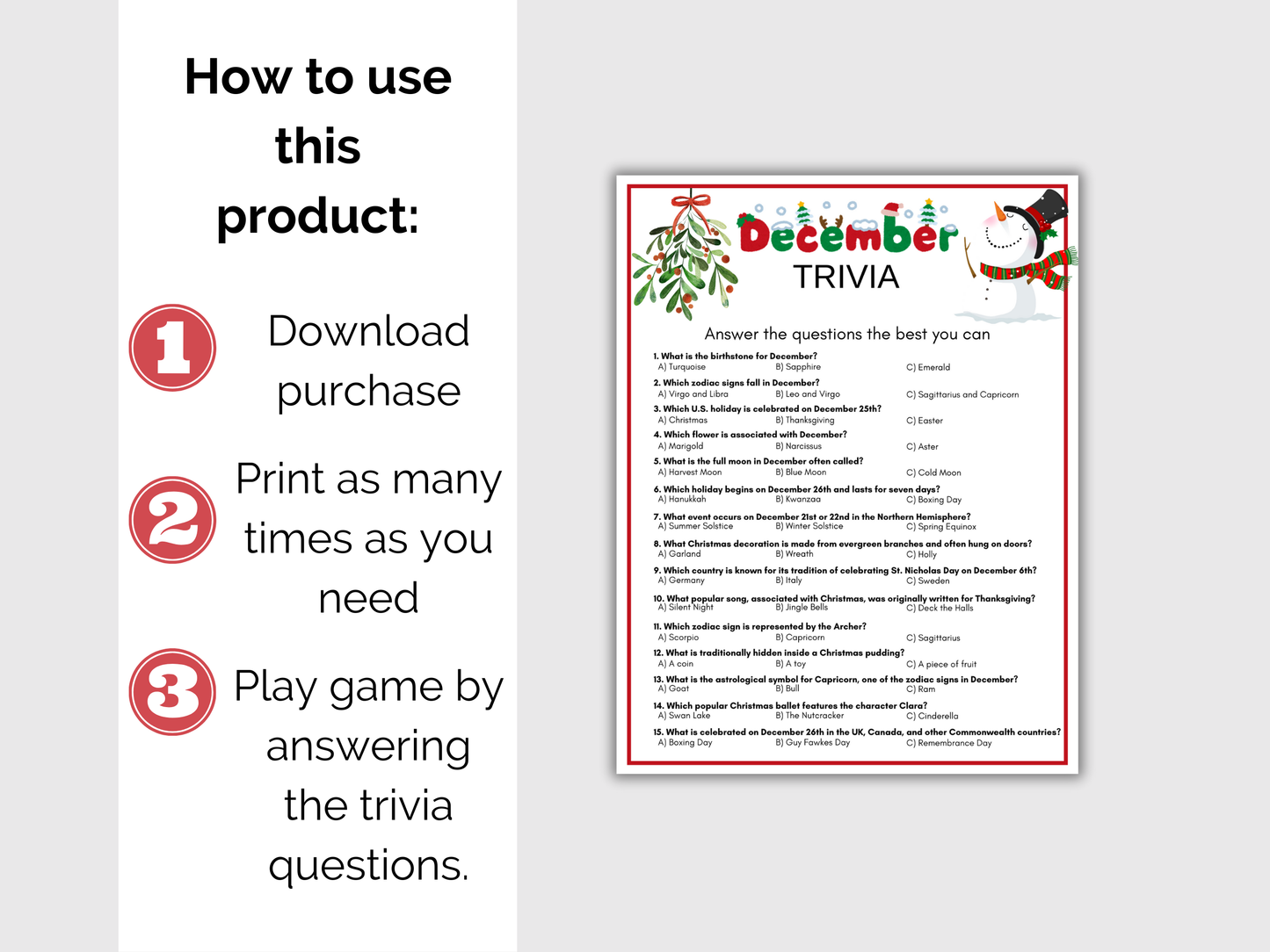 December Trivia Game