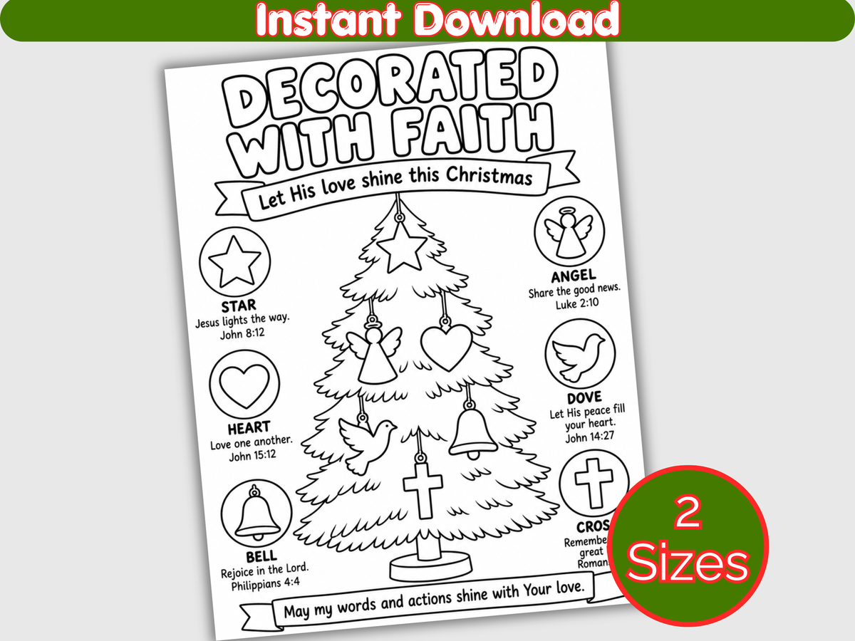 Decorated with Faith Christian Christmas Coloring Page