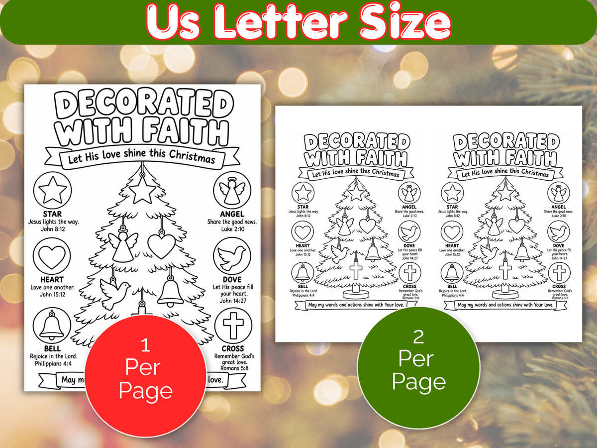 Decorated with Faith Christian Christmas Coloring Page