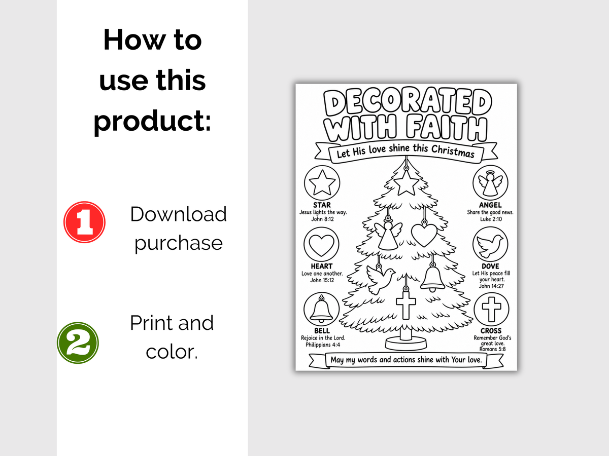 Decorated with Faith Christian Christmas Coloring Page