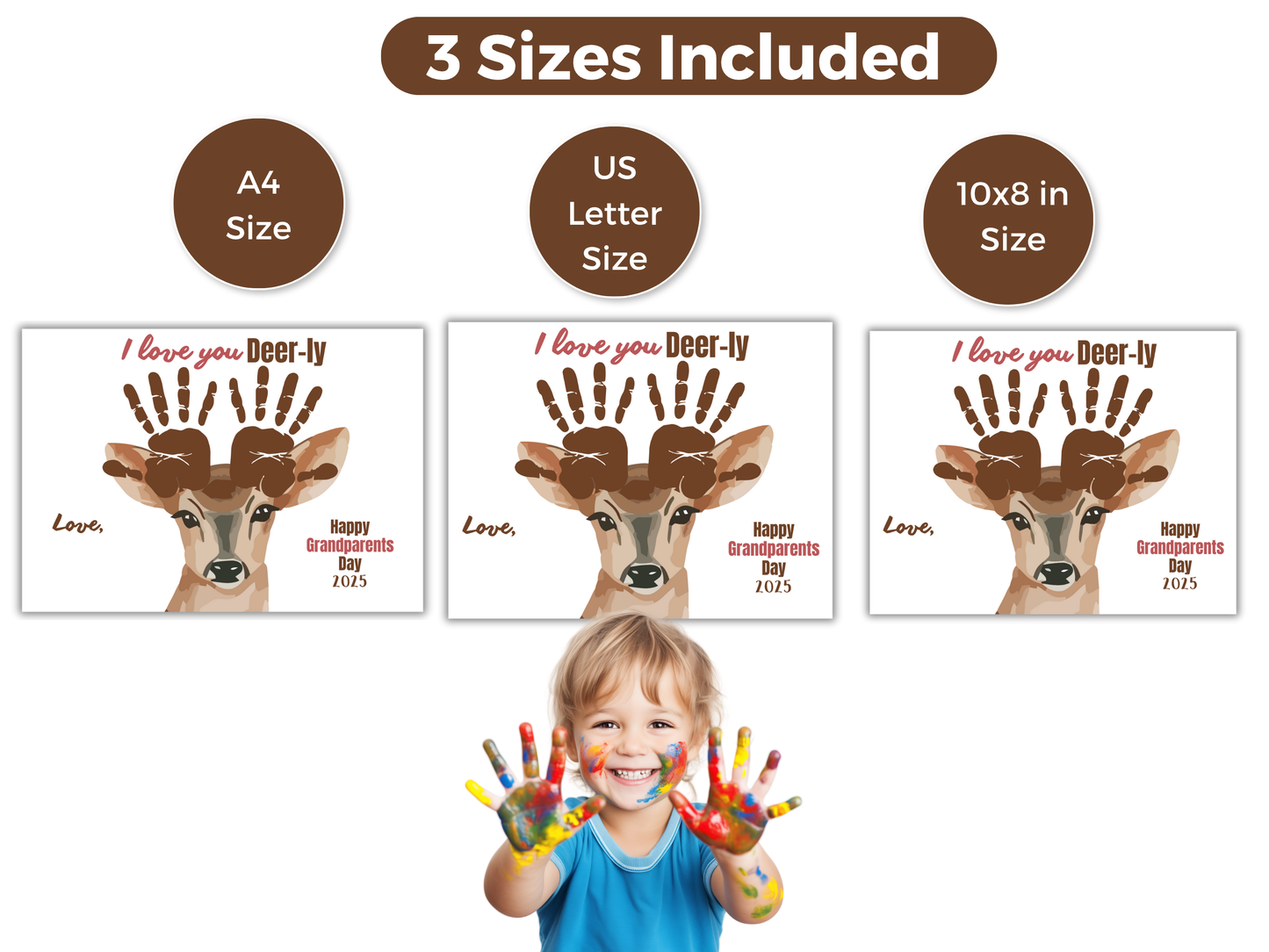 Deer Grandparents Day Handprint Art