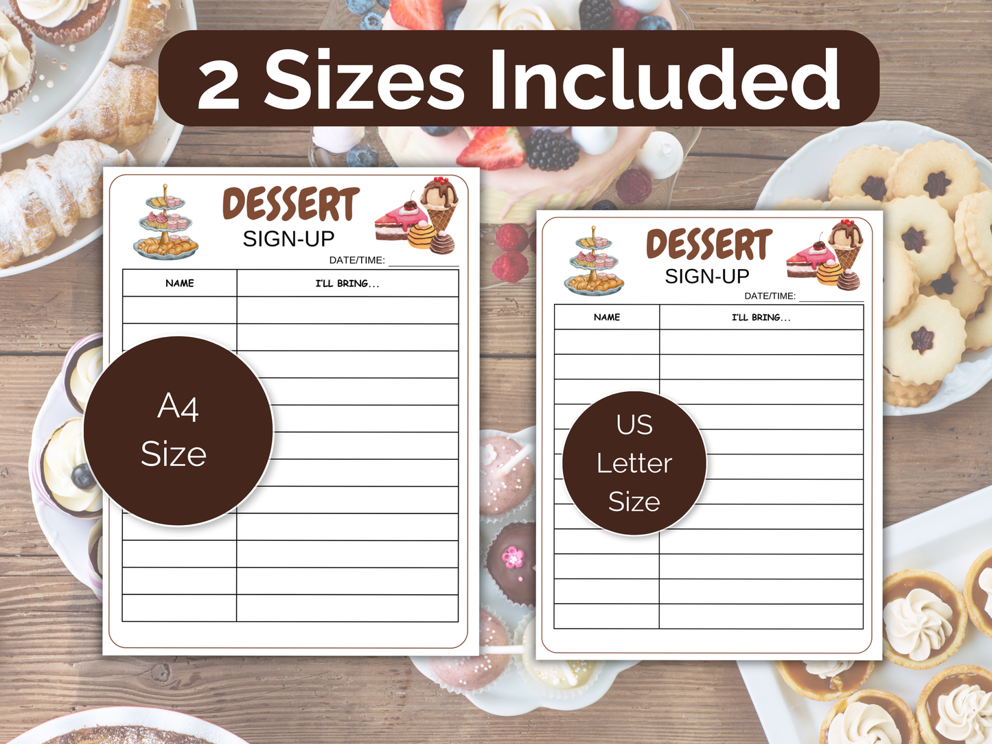 Dessert Sign Up Sheet