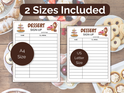 Dessert Sign Up Sheet