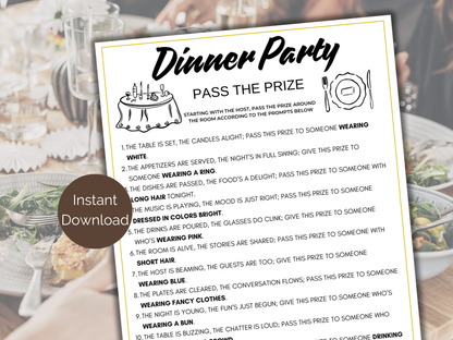 Dinner Party Pass The Prize