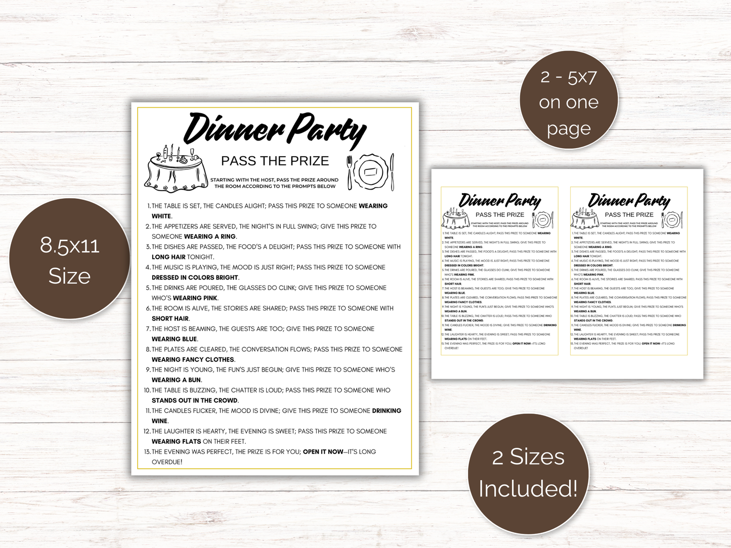 Dinner Party Pass The Prize