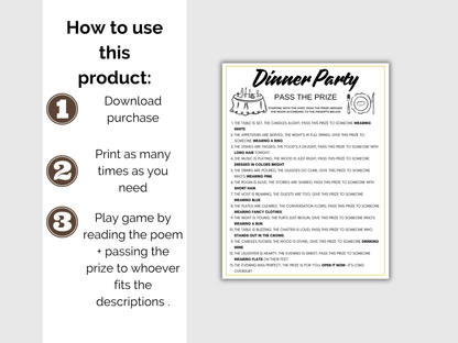 Dinner Party Pass The Prize