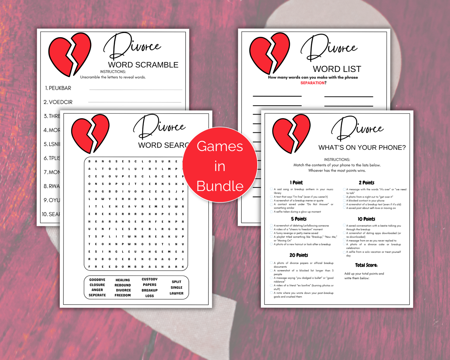Divorce Party Game Bundle