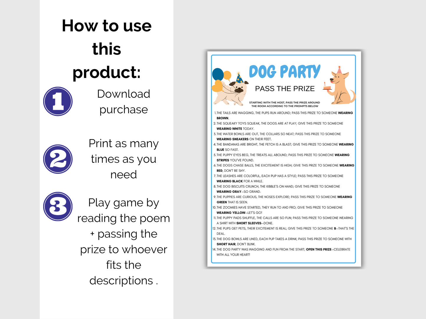 Dog Party Pass The Prize