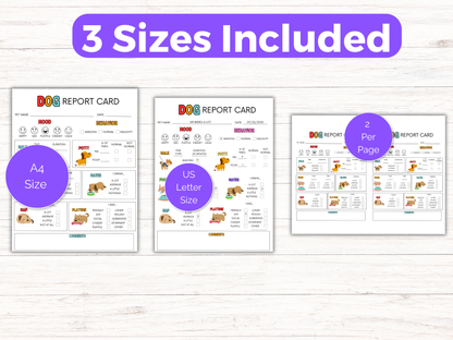 EDITABLE Dog Report Card