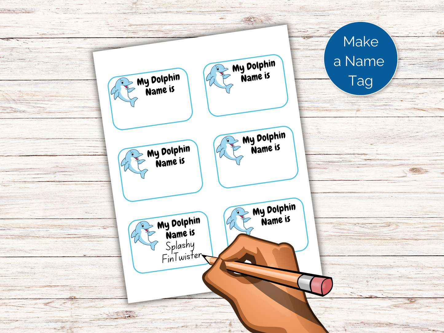 What's Your Dolphin Name Game + Name Tags